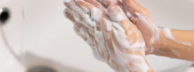 Hand hygiene, hand washing and prevention of viral diseases, hands in soap